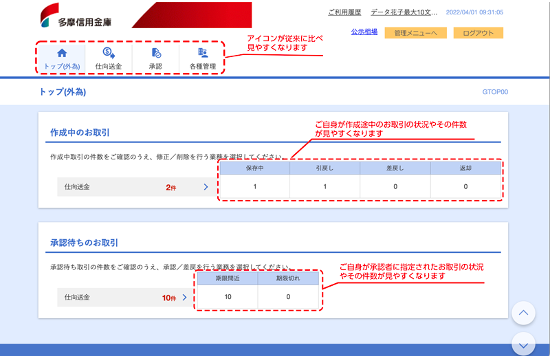 外為インターネットサービス画面リニューアル